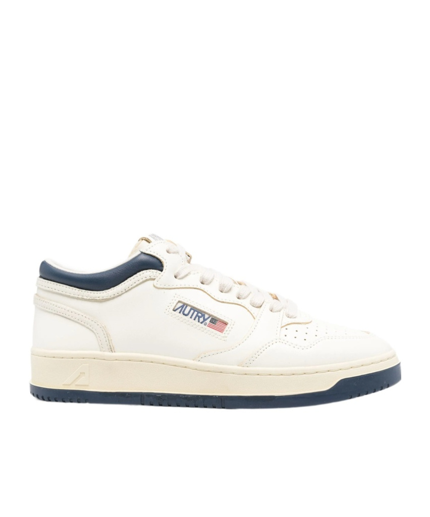 Autry Sneakers Med-way Mid In White And Blue Leather In Multi