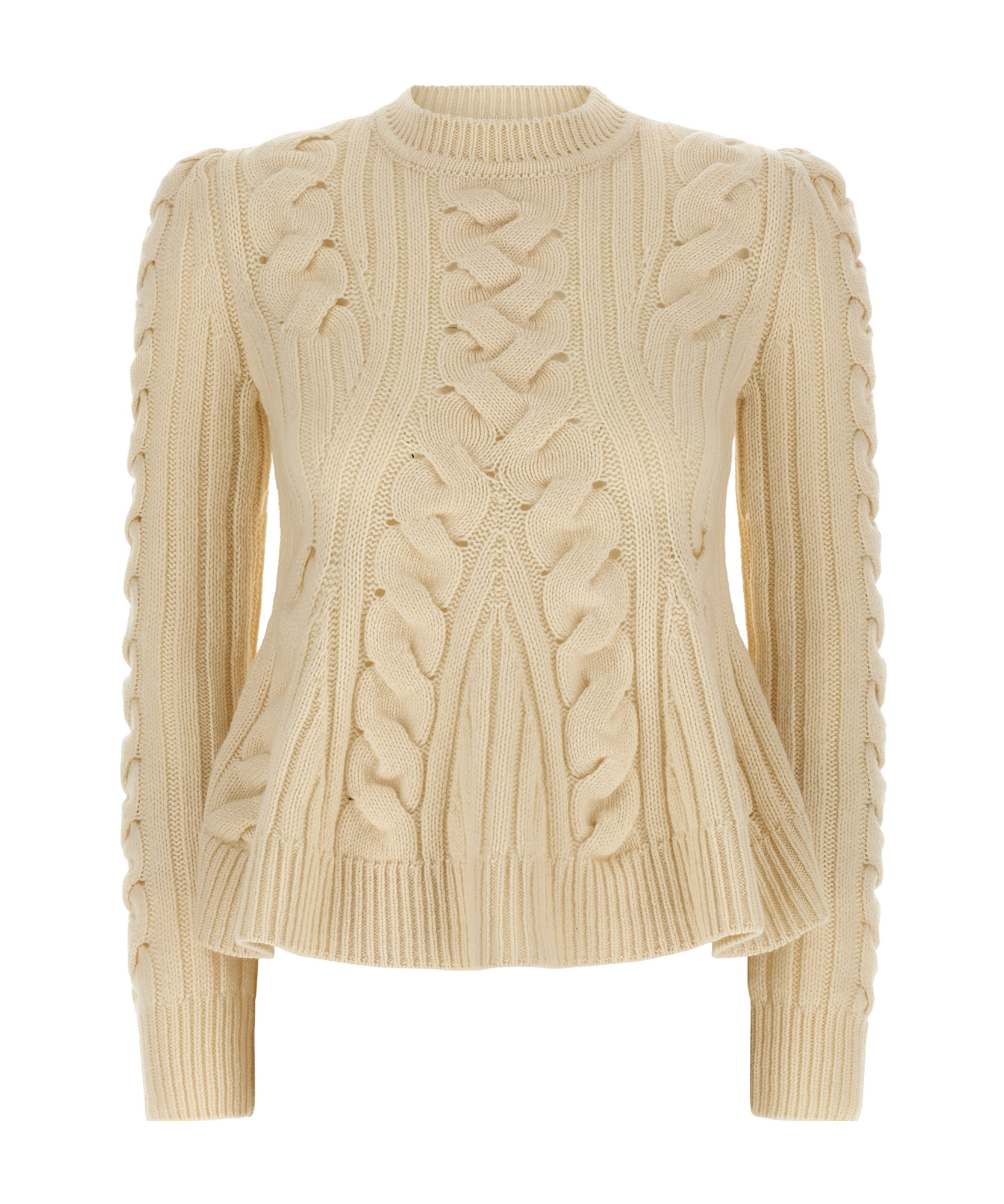 Alexander Mcqueen Wool And Cashmere Cable Sweater Clothing In Neutral