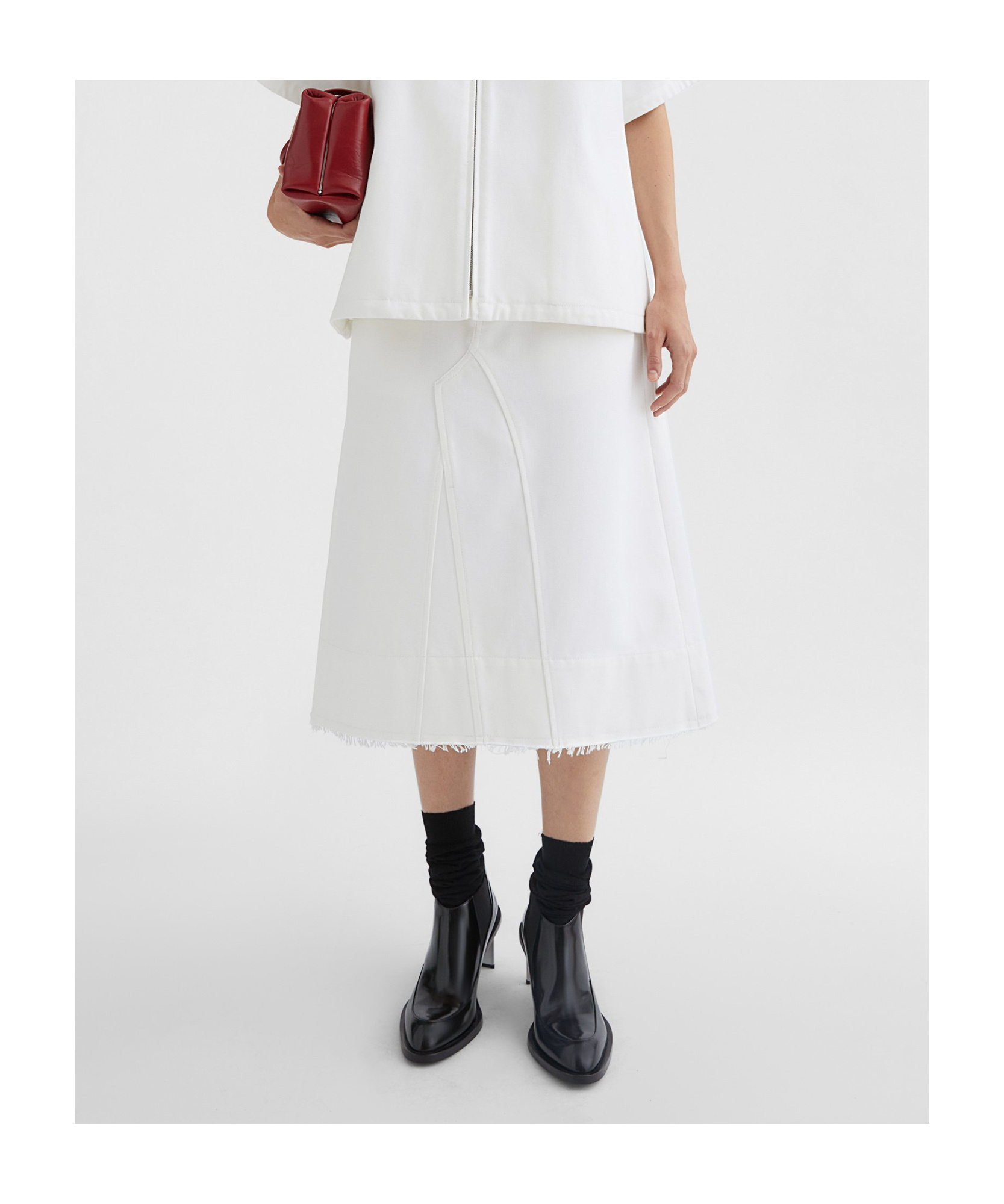 Jil Sander Cotton Denim Skirt In Light White