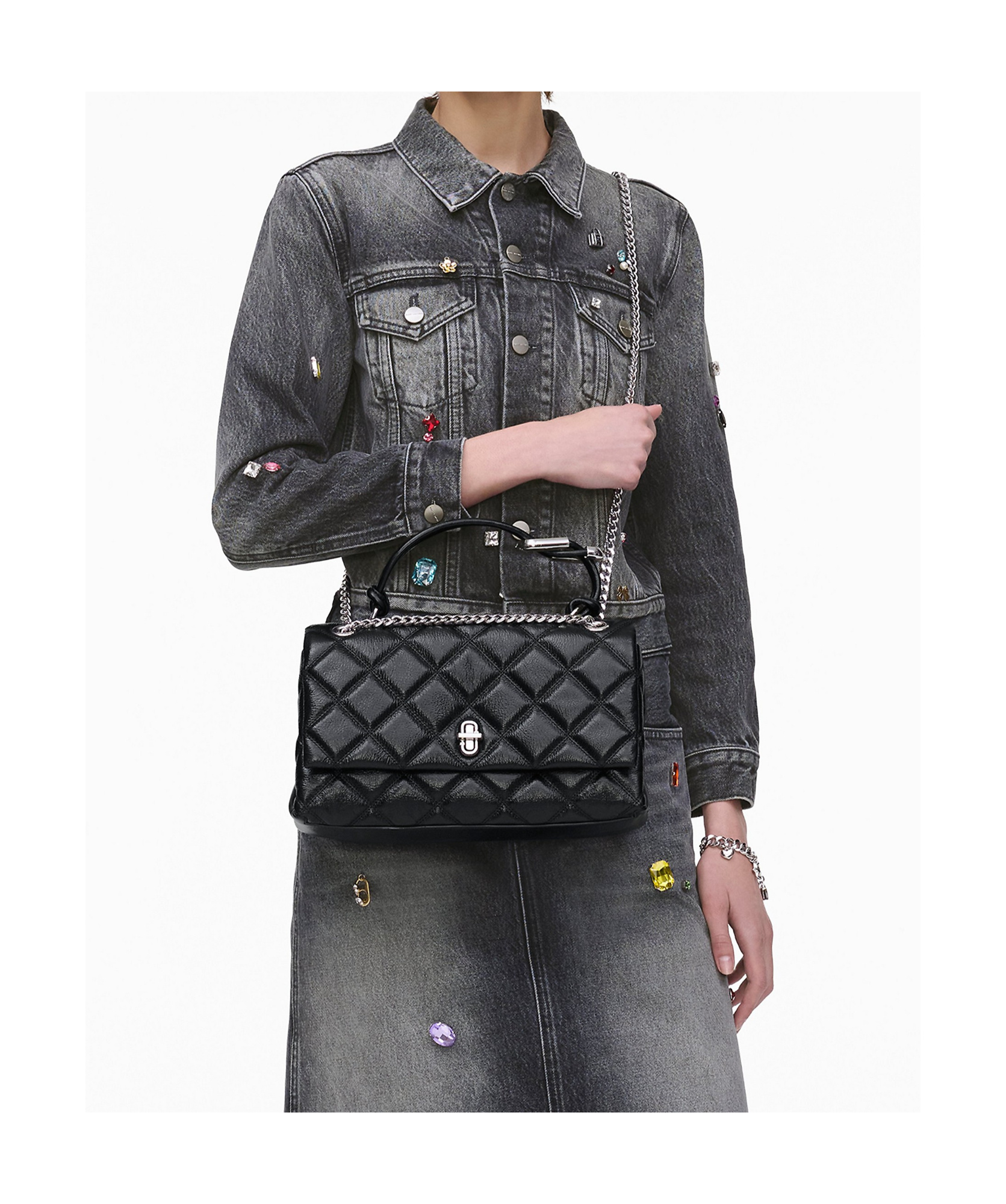 Marc Jacobs Medium The Quilted Dual Convertible Shoulder Bag In Black