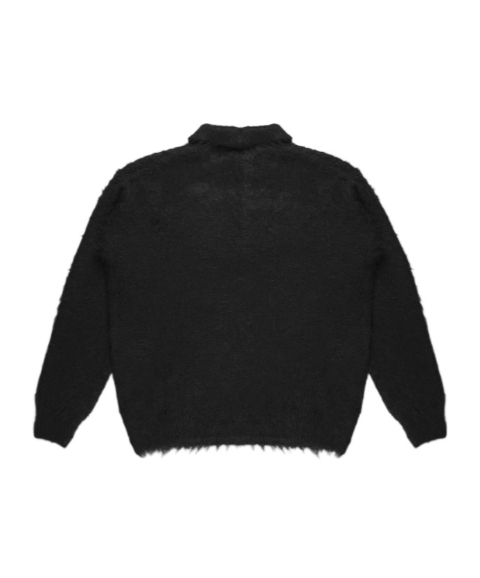 Auralee Brushed Super Kid Mohair Knit Polo In Black