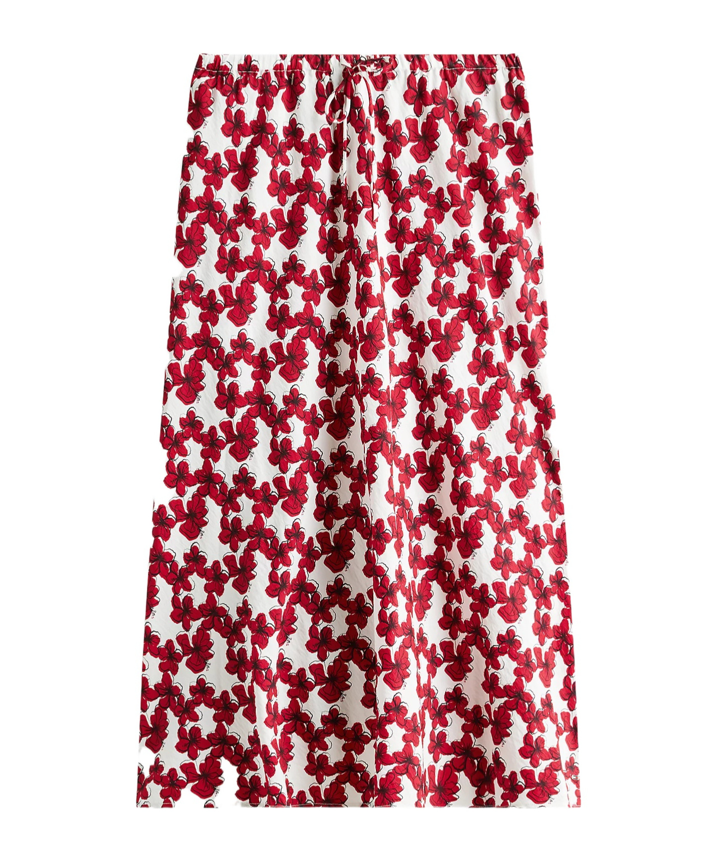 Tommy Hilfiger Textured Drawstring Straight Midi Skirt In Red