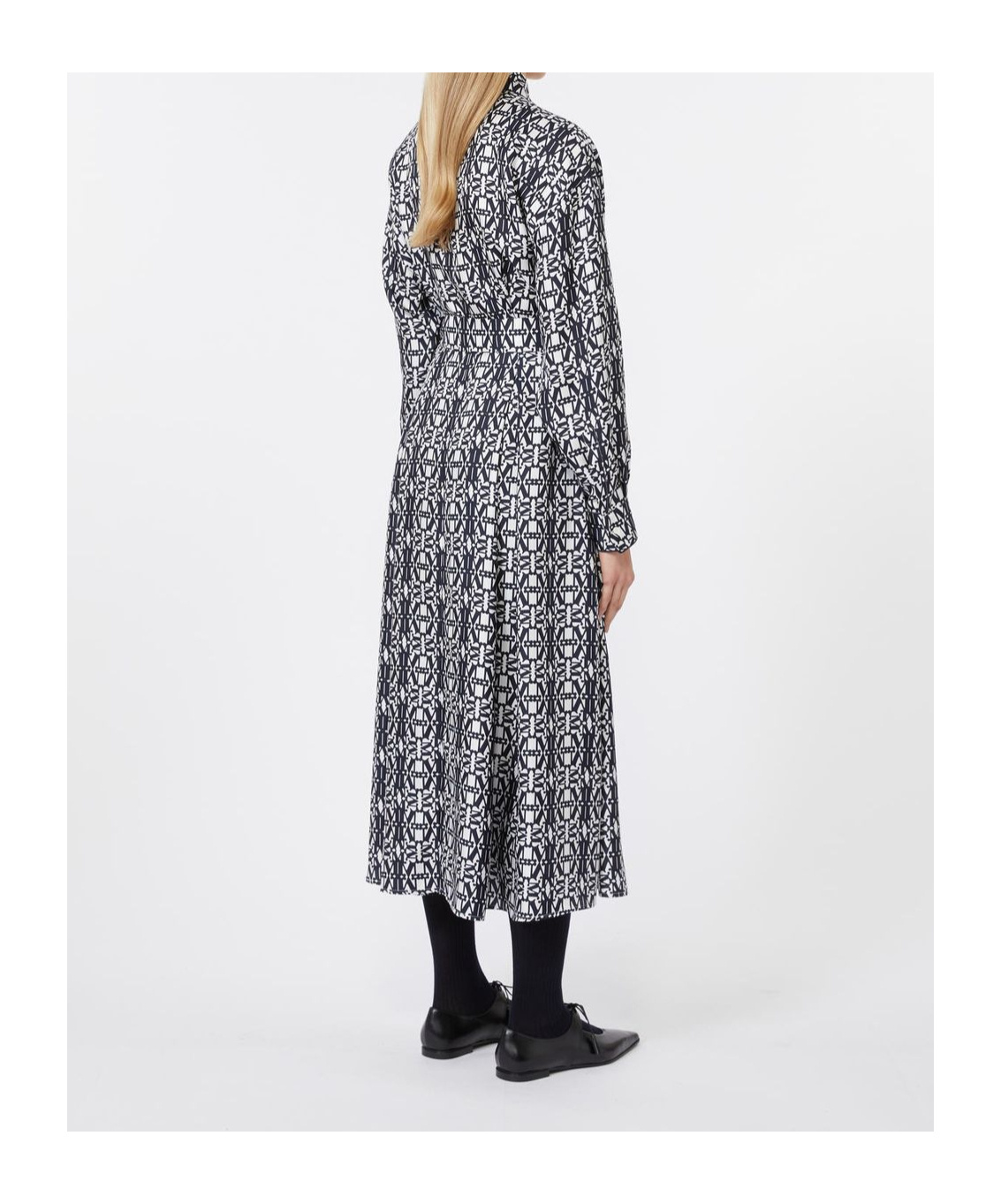 Max Mara Midi Dress With Long Sleeves And Belt In Black