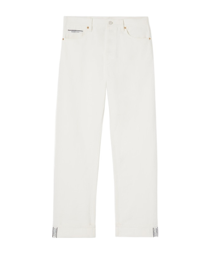 Gucci Tapered Fit Denim Pants In White