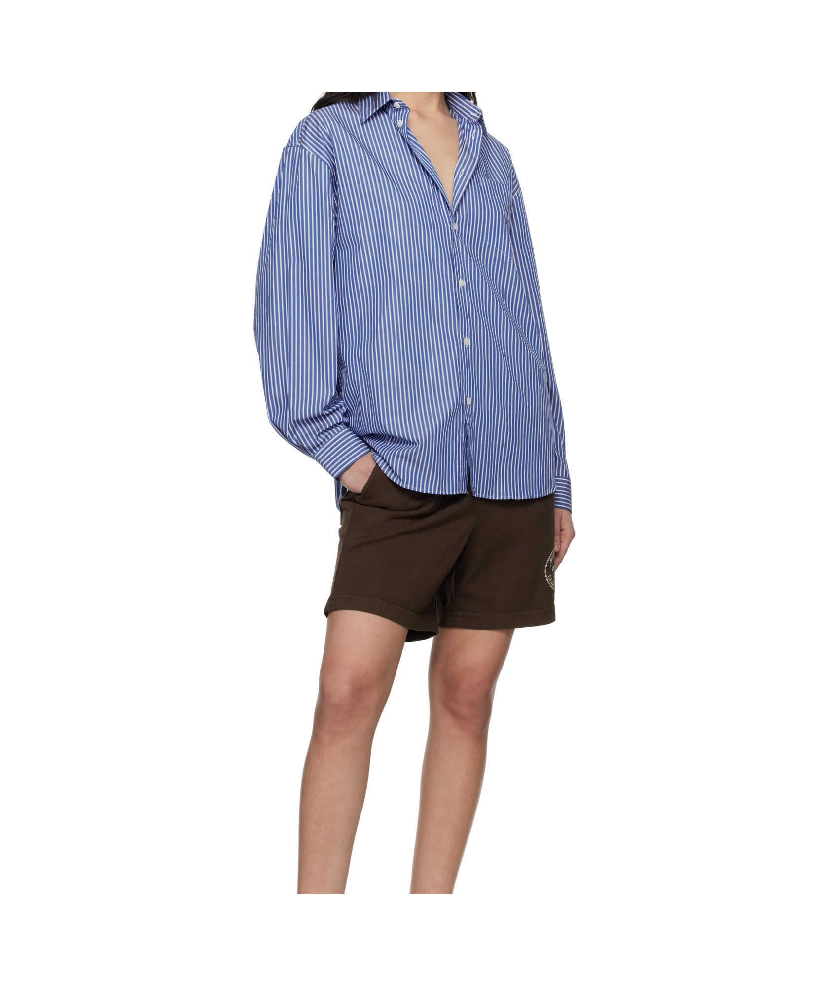 Sporty And Rich Brown 'riding Club' Gym Shorts In Multicolor