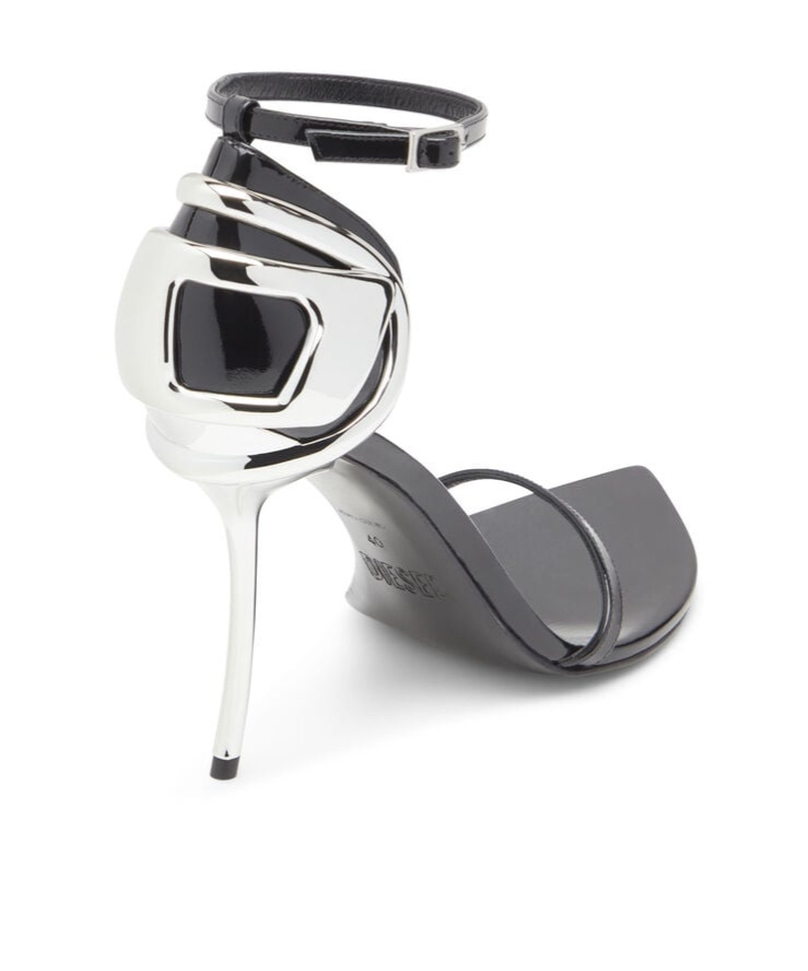 Diesel High Heel Open Toe Sandal With Metallic Detail