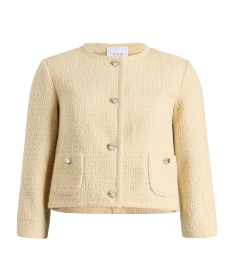 Patou Tweed Cropped Casual Jacket In Brown