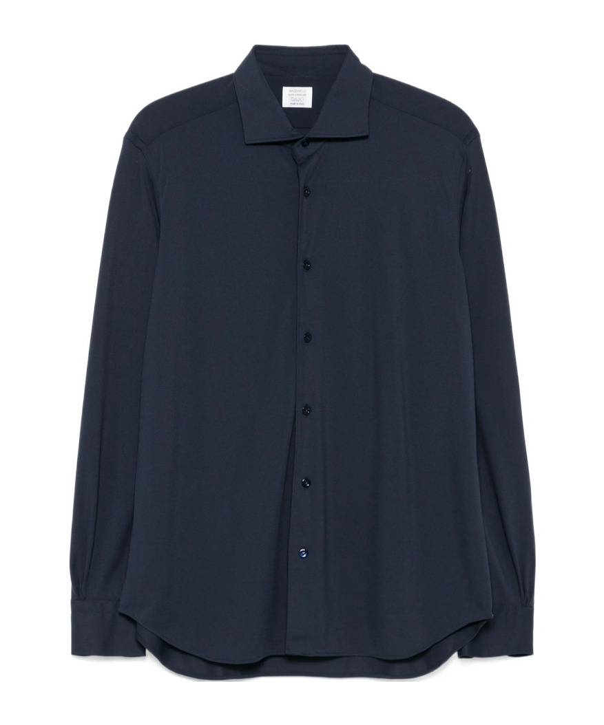 Mazzarelli Leather Shirts In Blue