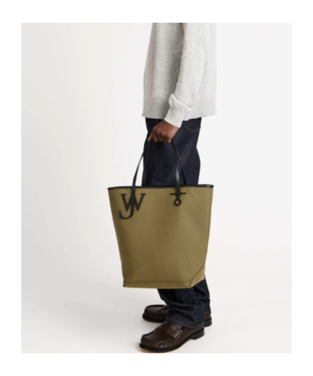 Jw Anderson Large Anchor Canvas Tote In Khaki In Green