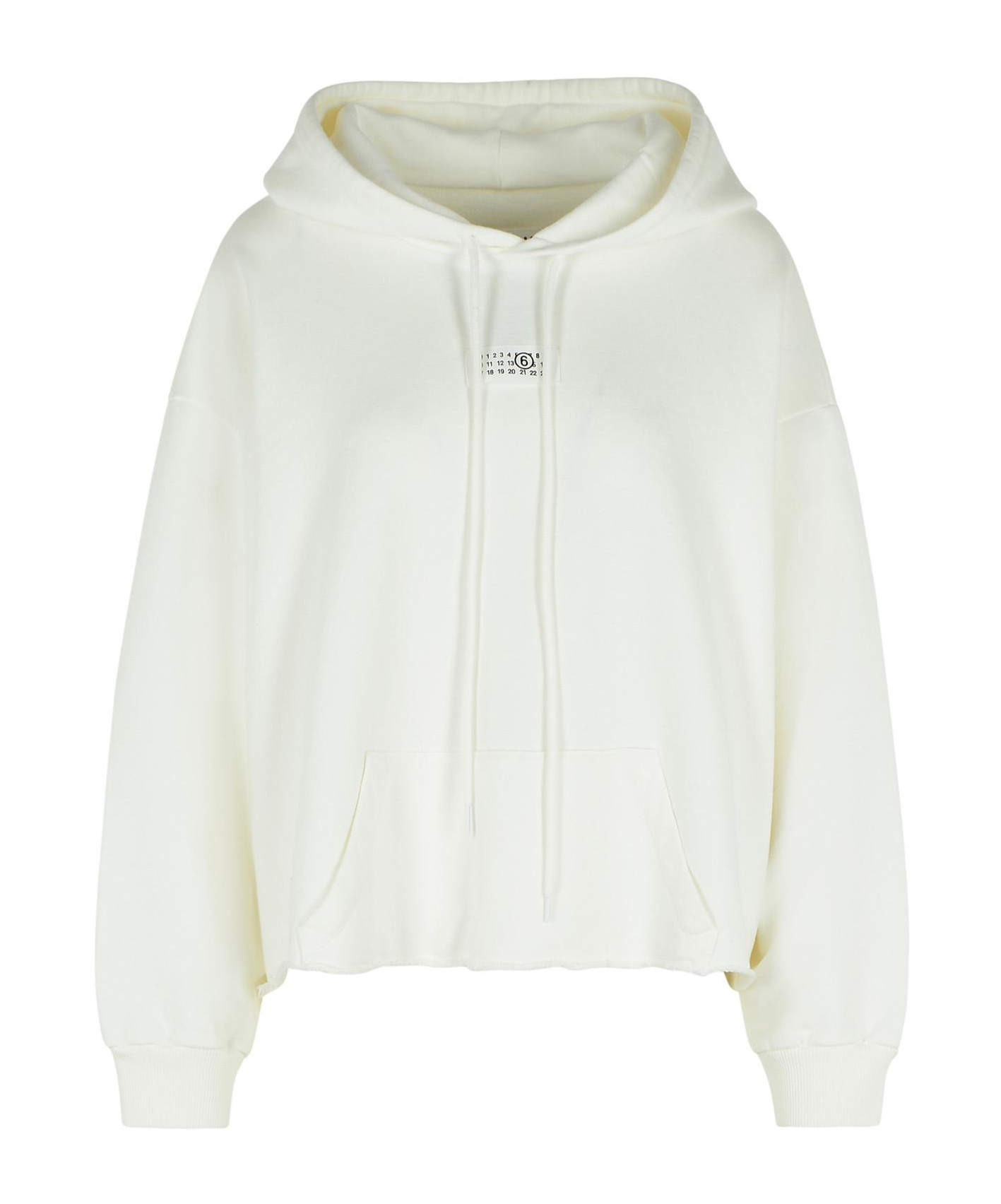 Mm6 Maison Margiela Logo Unbrushed Cotton Sweatshirt Hoodie In White