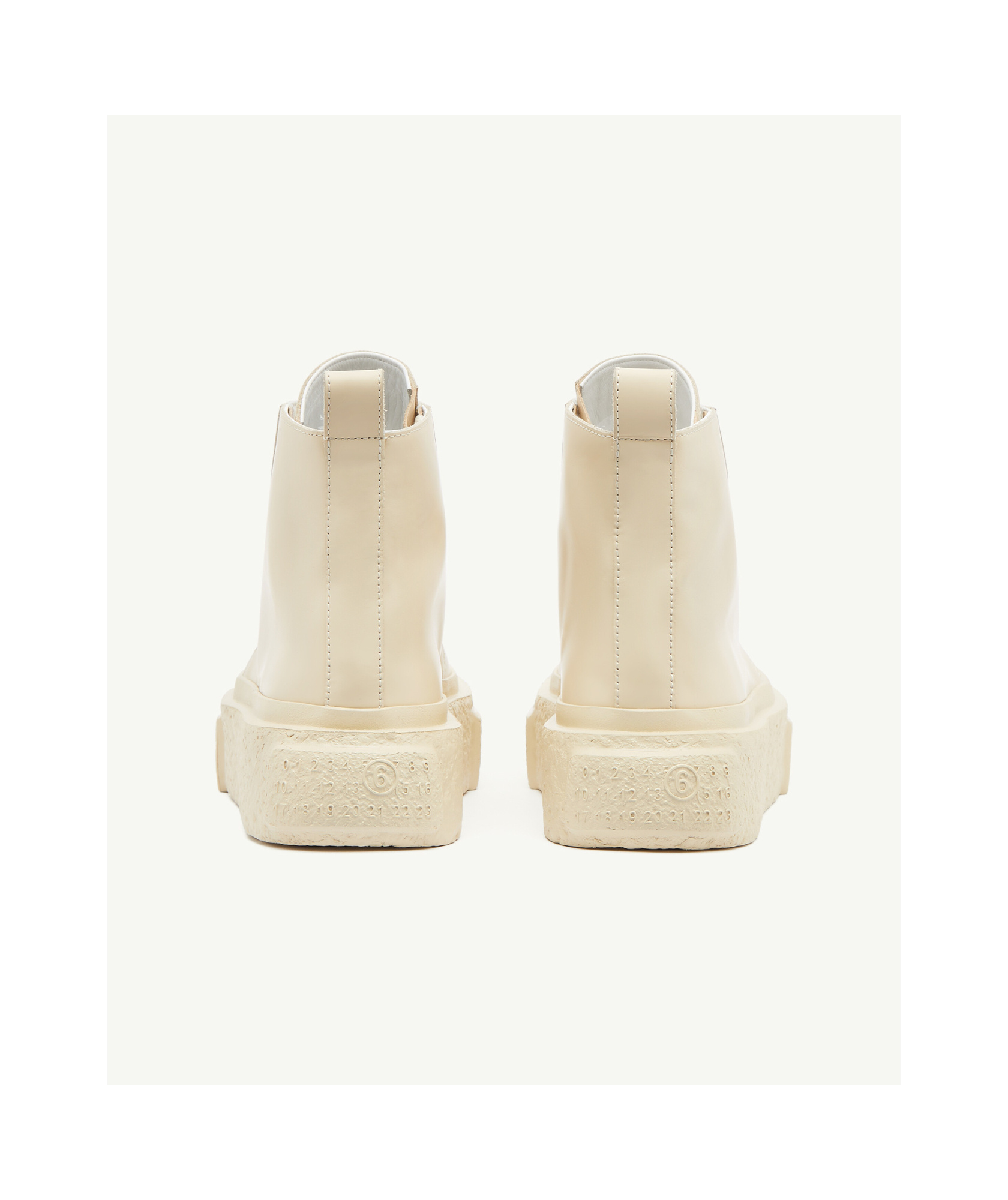 Shop Mm6 Maison Margiela Lace-up Leather Sneakers In Nude