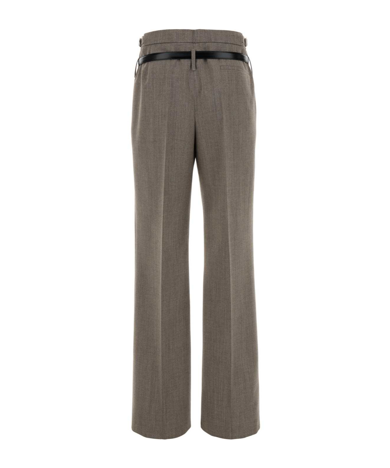 Prada Technical Wool Pants With Printed Belt In Gray