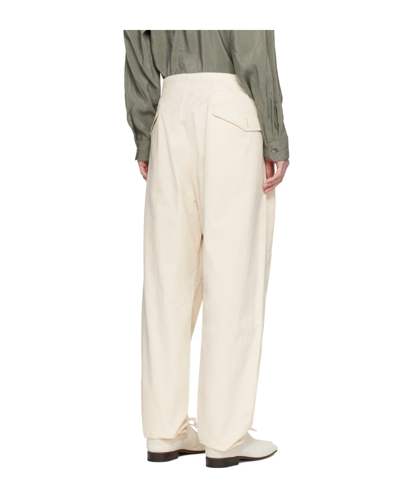 Lemaire Maxi Strap-up Casual Pants In White