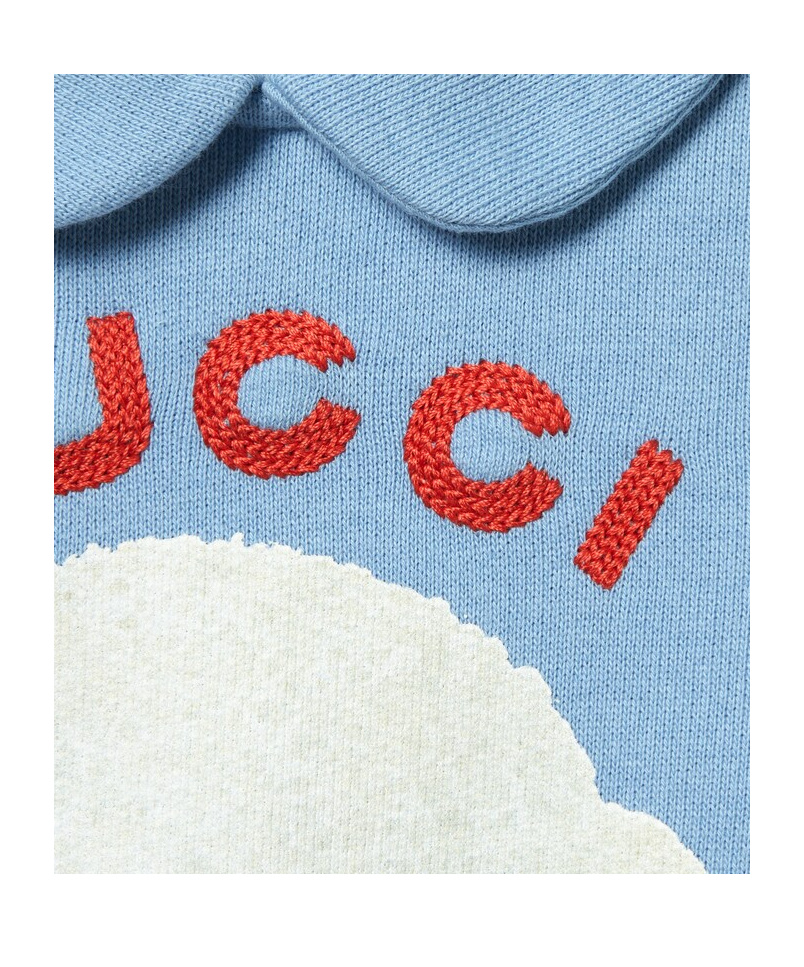 Gucci Puppy Printed Jumpsuit In Blue