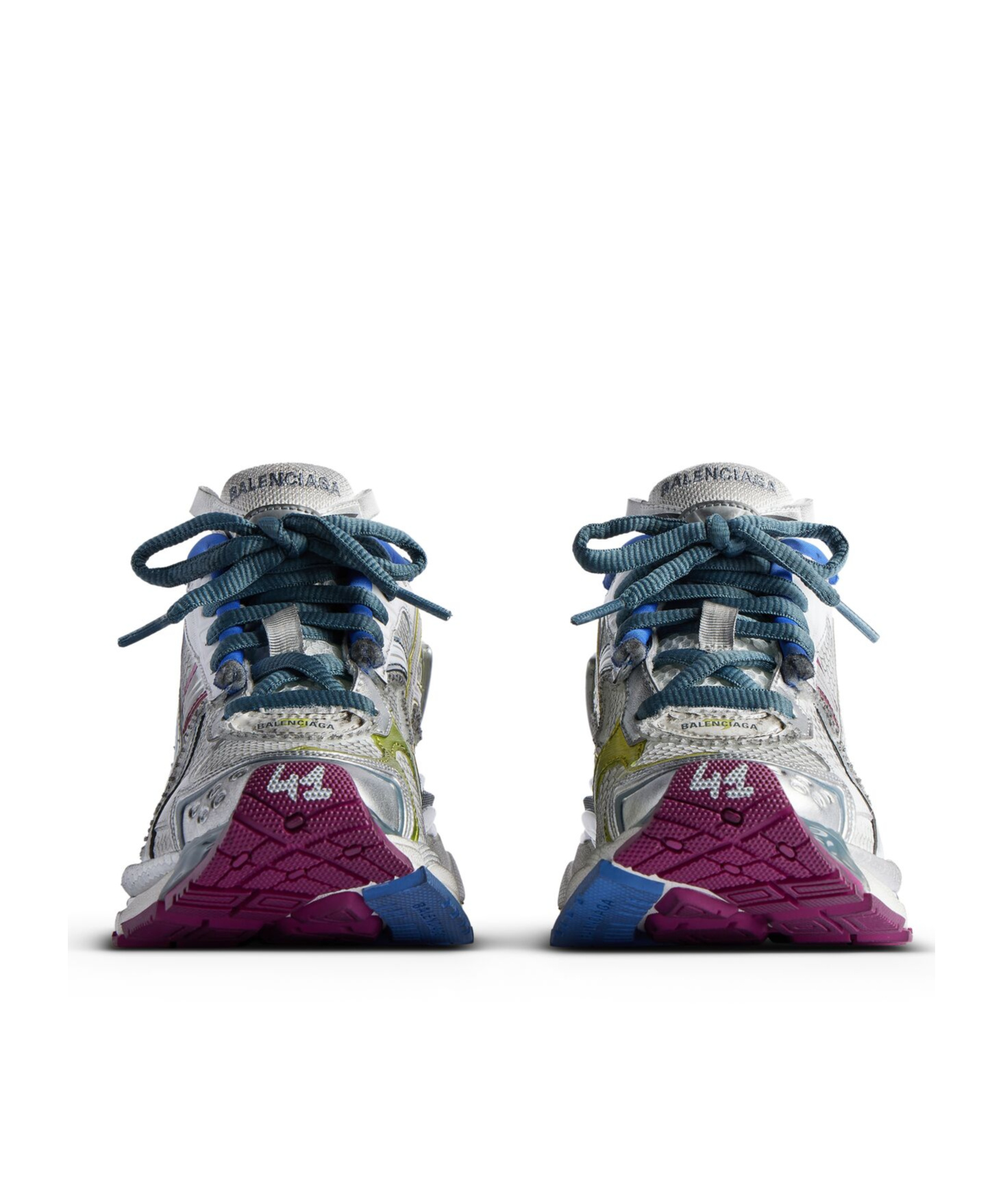 BALENCIAGA WOMEN'S RUNNER TRAINERS IN WHITE/BLUE/PURPLE/YELLOW