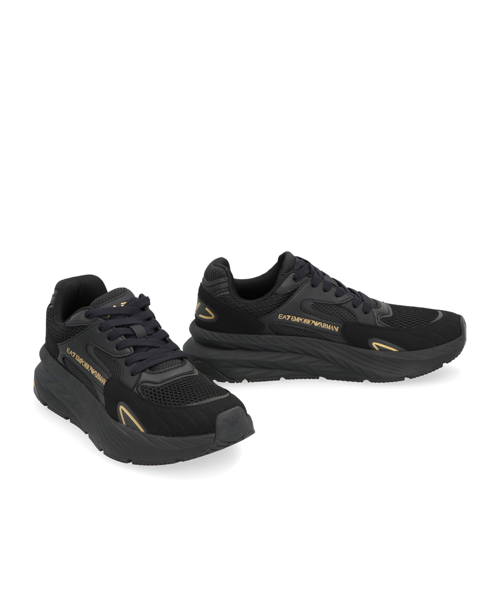 Ea7 Emporio Armani Mesh Sneakers In Black