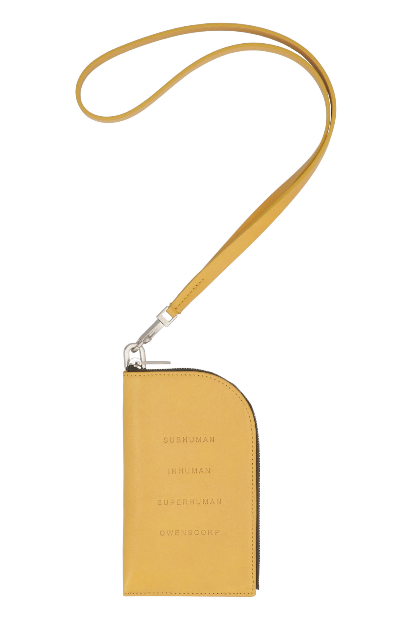 Rick Owens Wallet Leather Strap Metal Hardware In Yellow