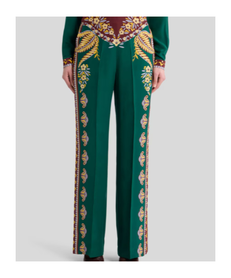 Etro Printed Trousers In Green