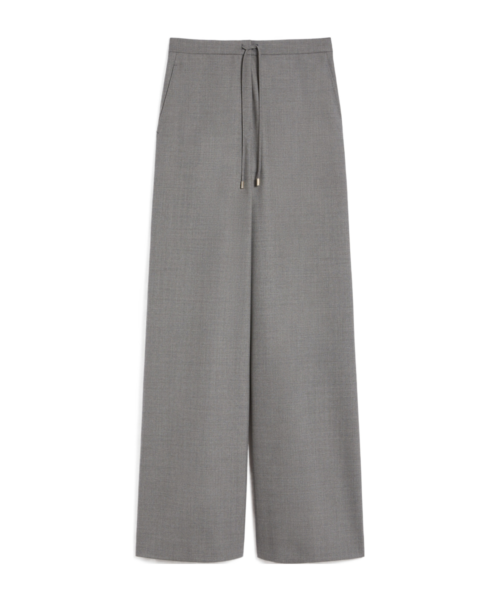 Max Mara Wool Twill Drawstring Trousers In Black