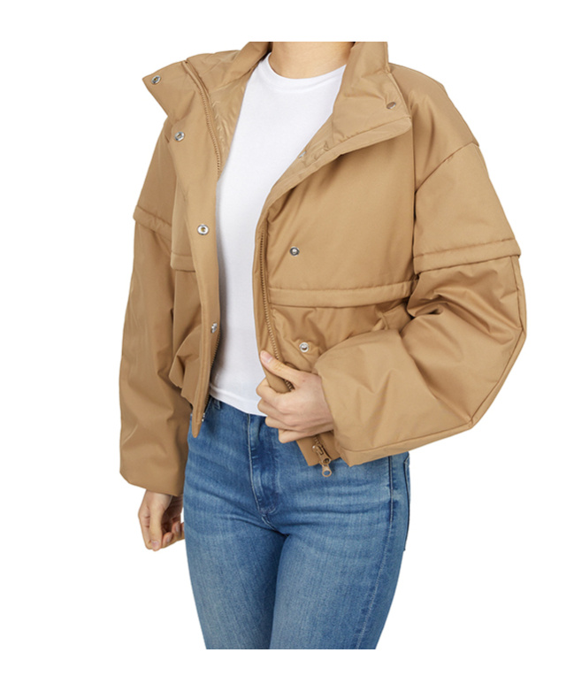 Max Mara Long-sleeved Cotton-padded Jacket In Brown