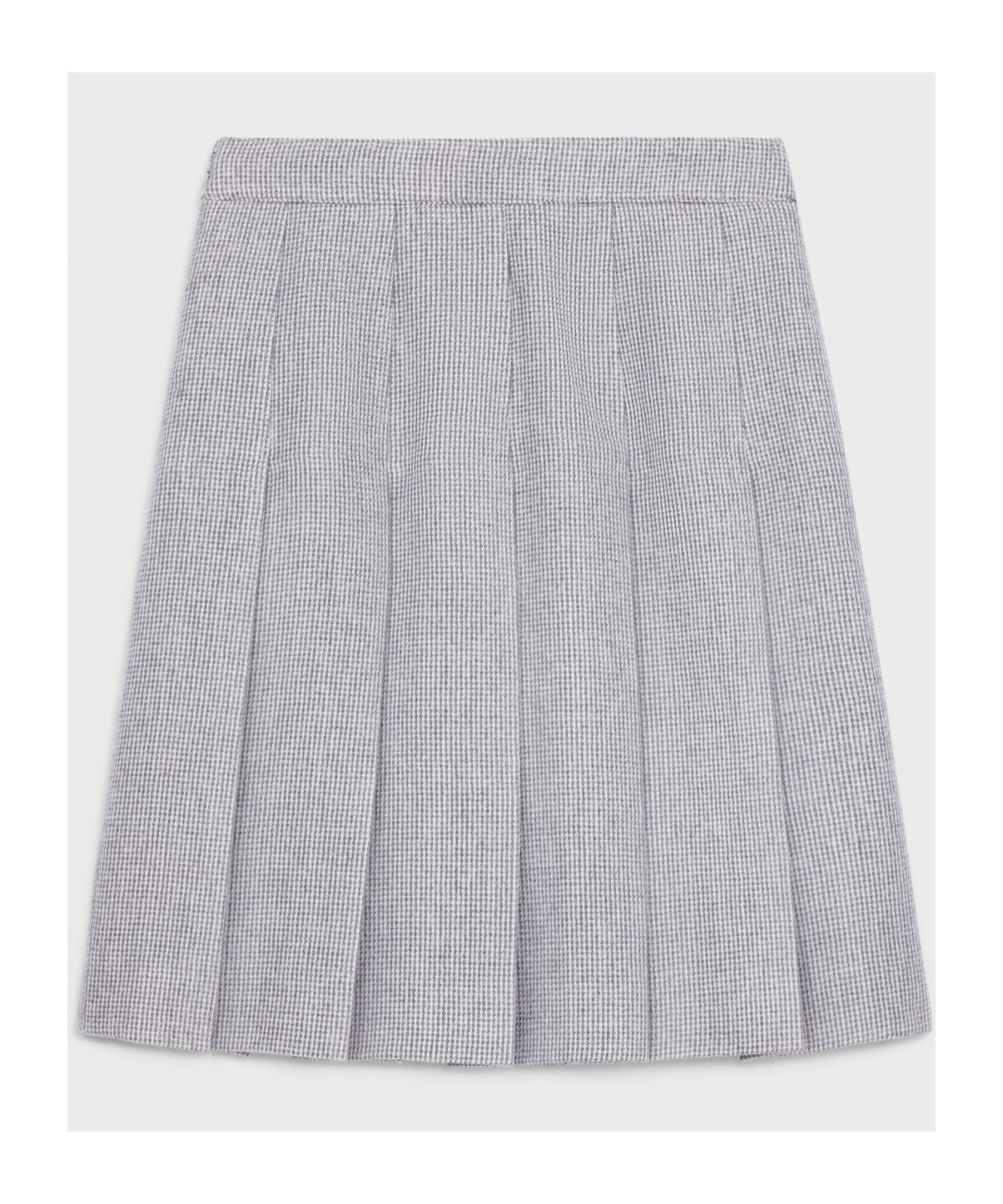 Celine Pleated Skirt In Cashmere Natté In Gray