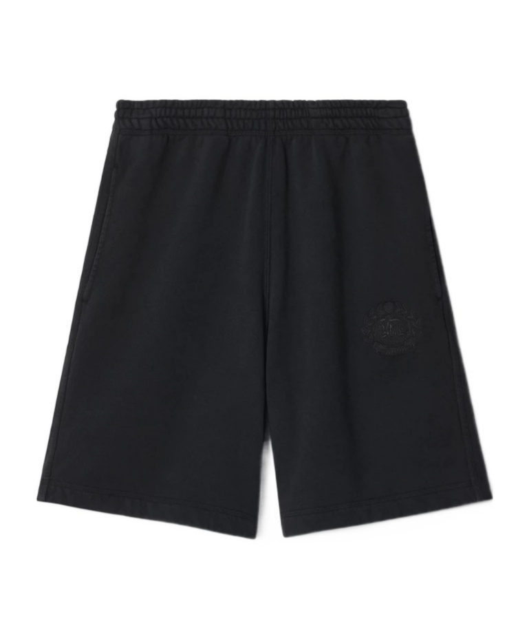Burberry Ekd-embroidered Cotton Track Shorts In Black