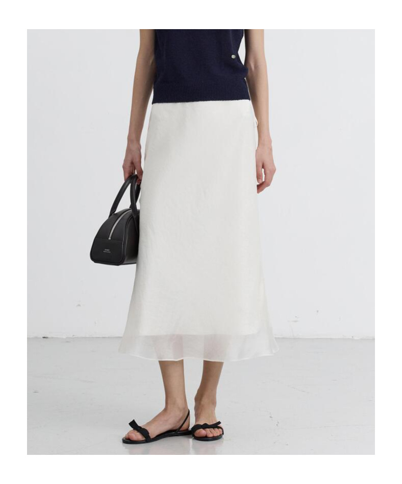 Dunst White Skirt With Side Knot Closure And Semi-transparent Hem In Viscose Woman