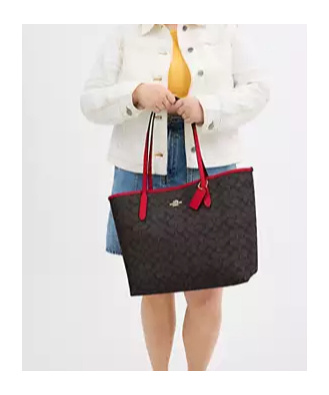 Coach City Tote In Signature Canvas In Black
