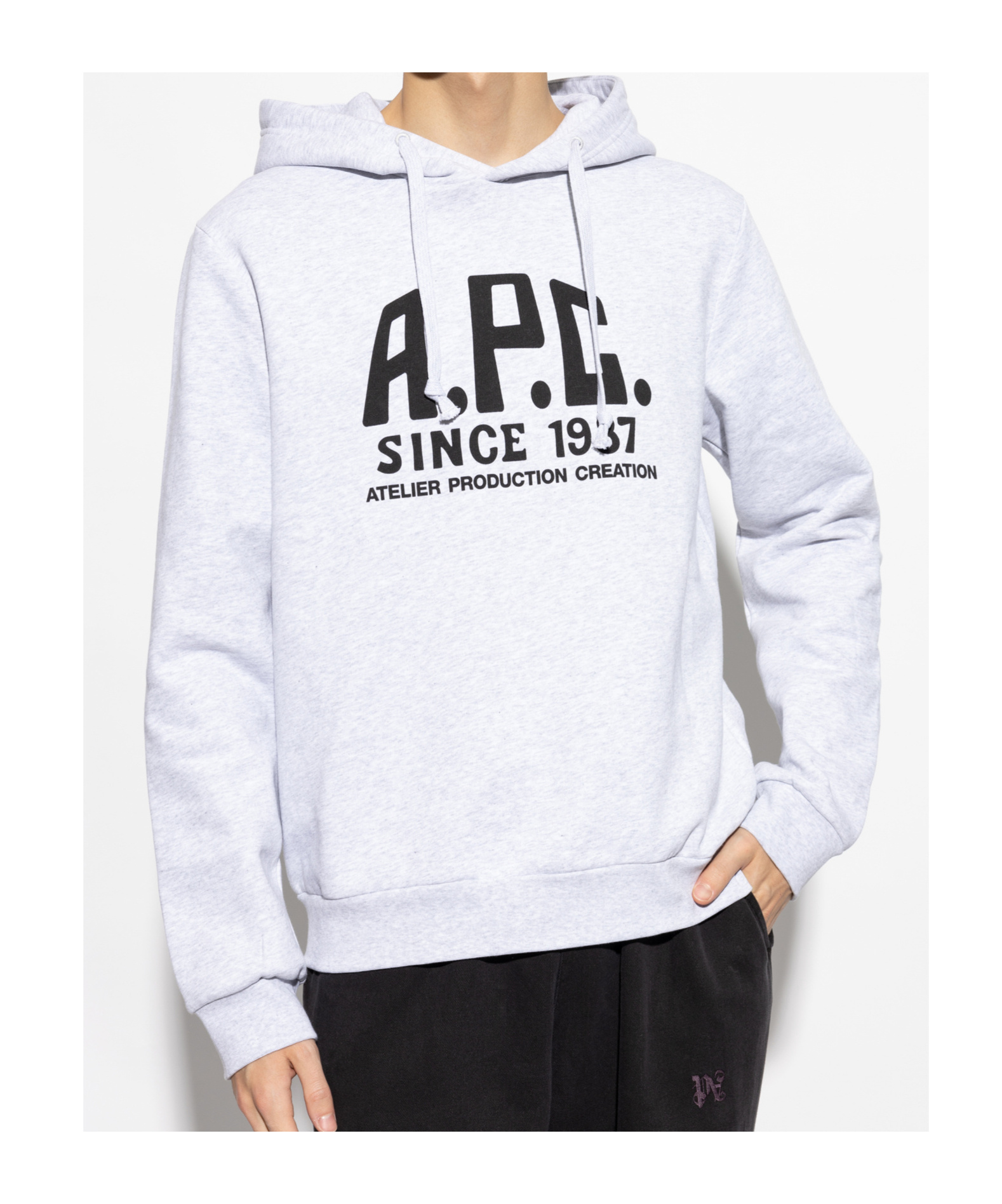 Apc A.p.c. Logo Printed Drawstring Hoodie In White