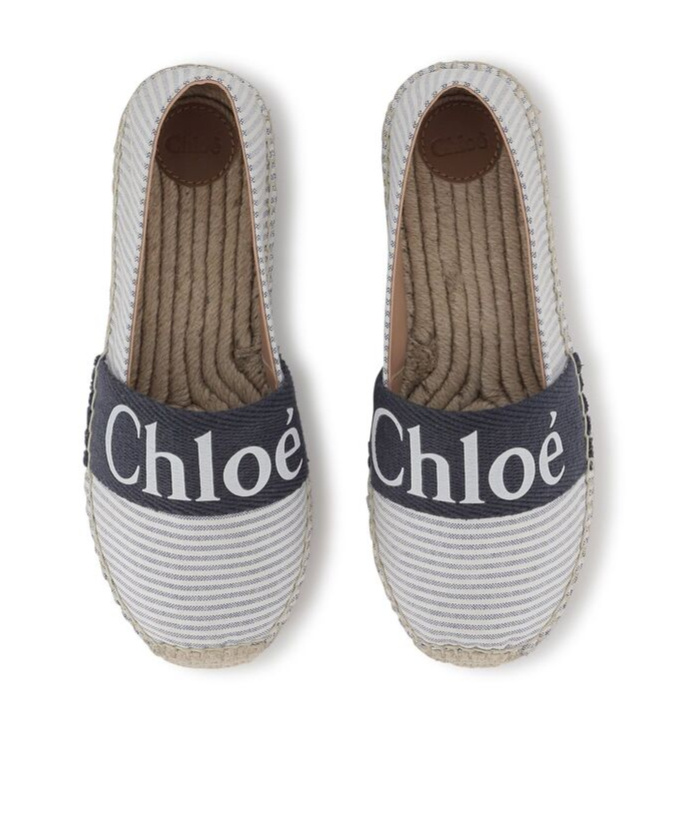 Chloé Round-head Straw Shoes In Gray