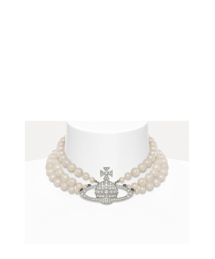 Vivienne Westwood Three Rows Of Pearl Necklaces In Yellow