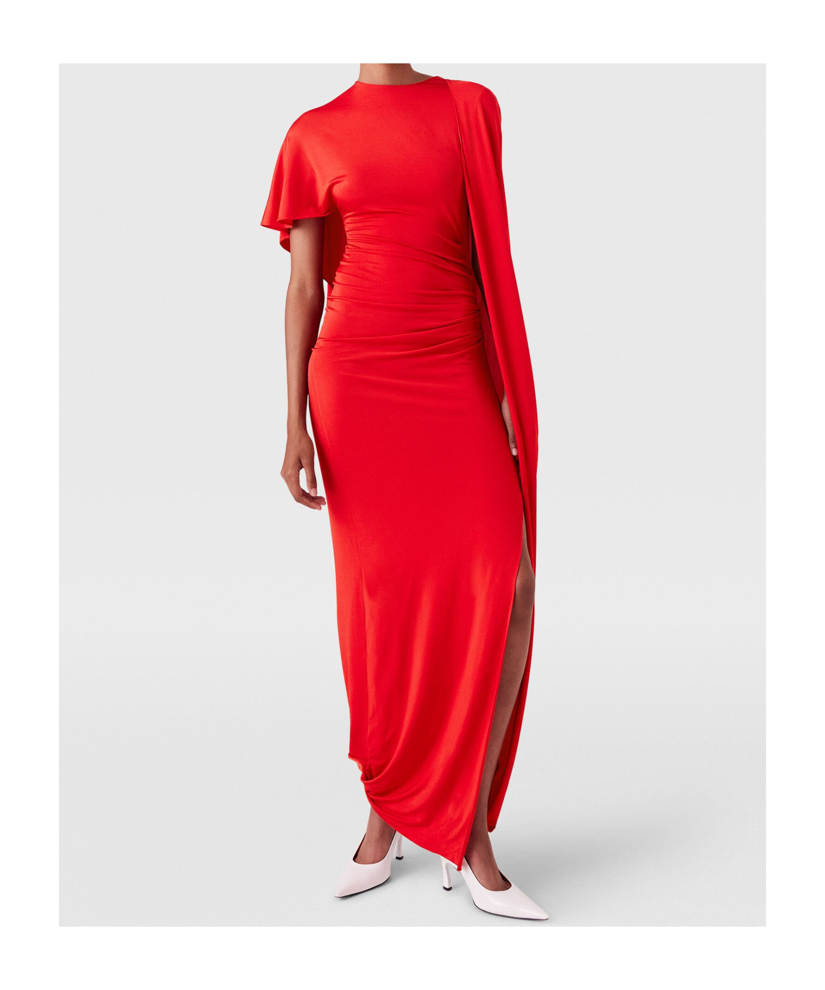 Stella Mccartney Draped Asymmetric Sleeve Gown In Red