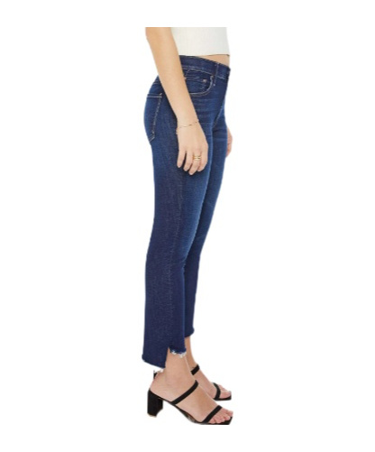 Mother High-waisted Crop Fray Jeans In Off Limits In Blue
