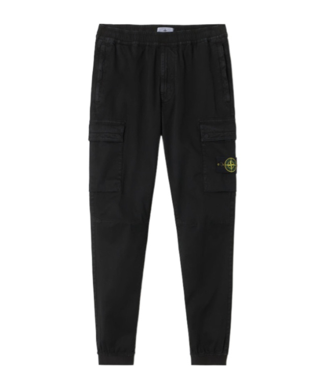Stone Island Regular-tapered-fit Cargo Pants With Elasticated Waistband In Black