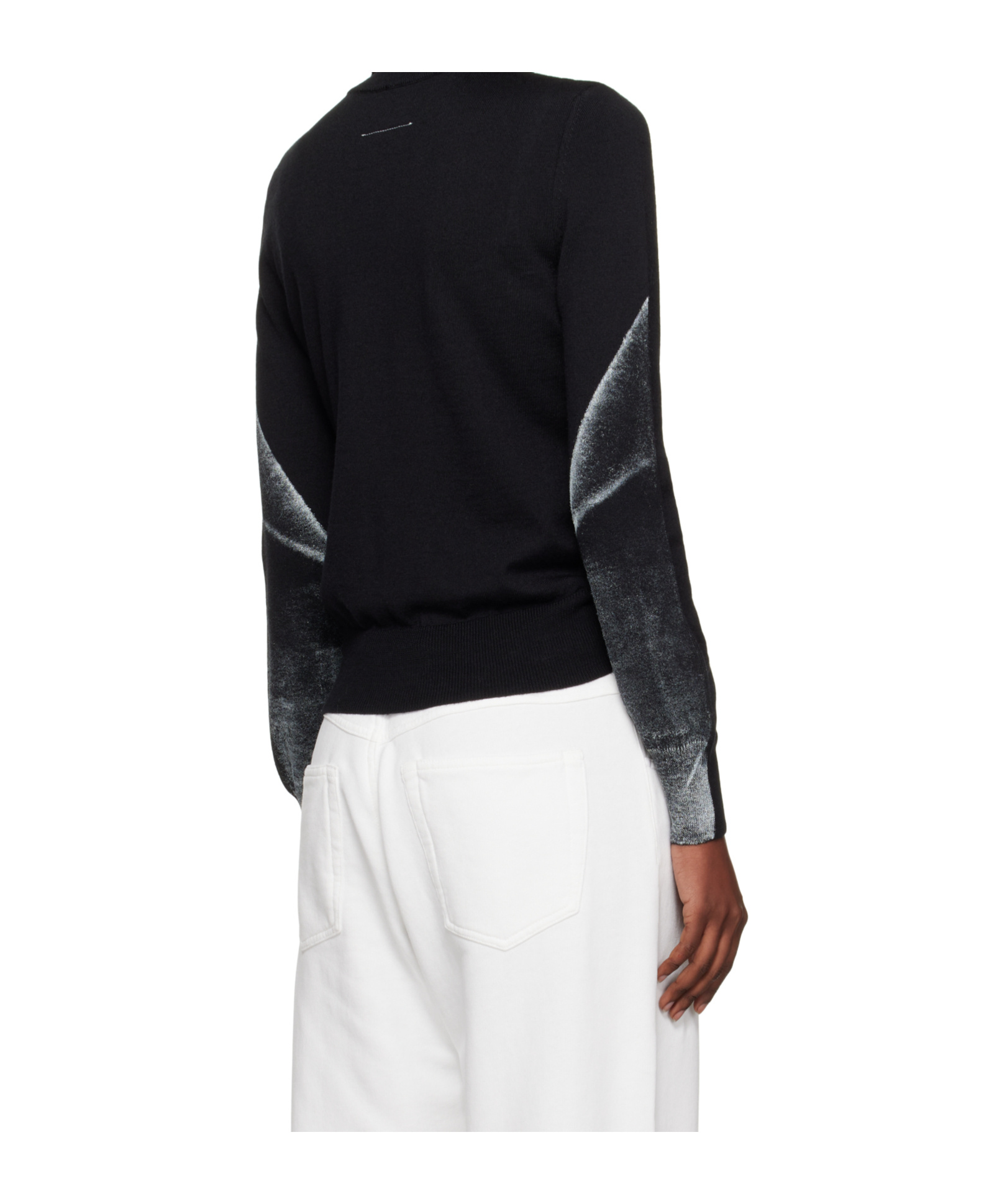 Mm6 Maison Margiela Folded Printed Gauge 14 V-neck Sweater In Black