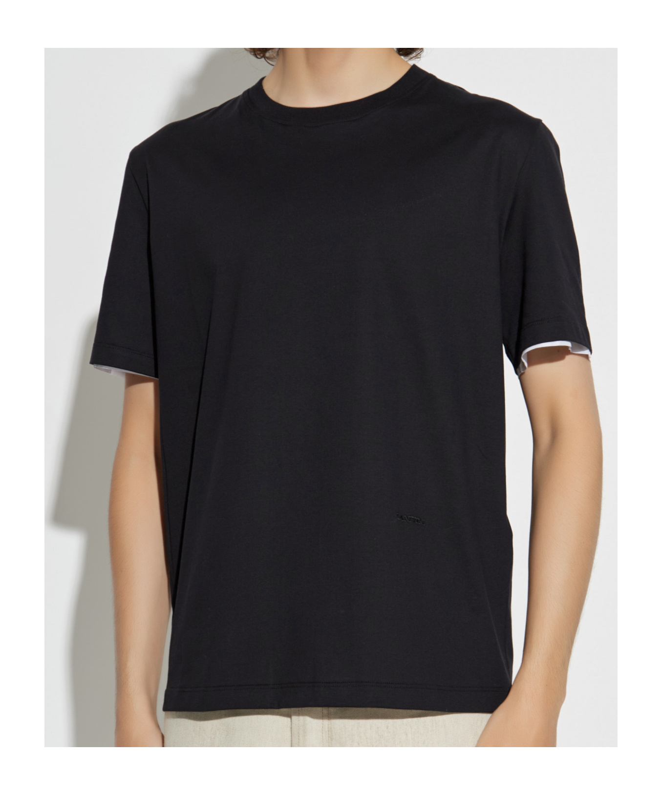 Lanvin Double-layered Cotton T-shirt In Black