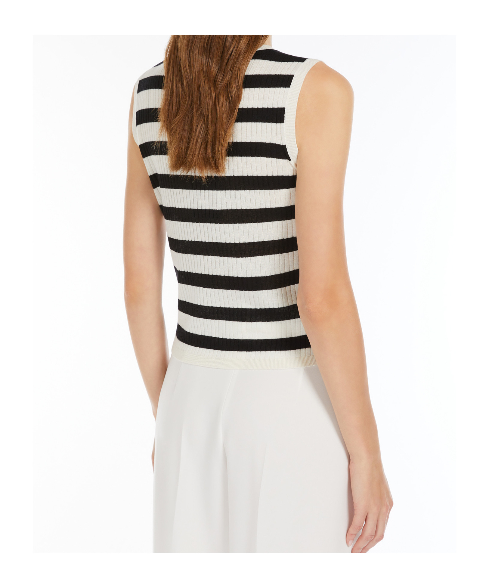 Shop Max Mara Rib-knit Wool And Silk Top In White