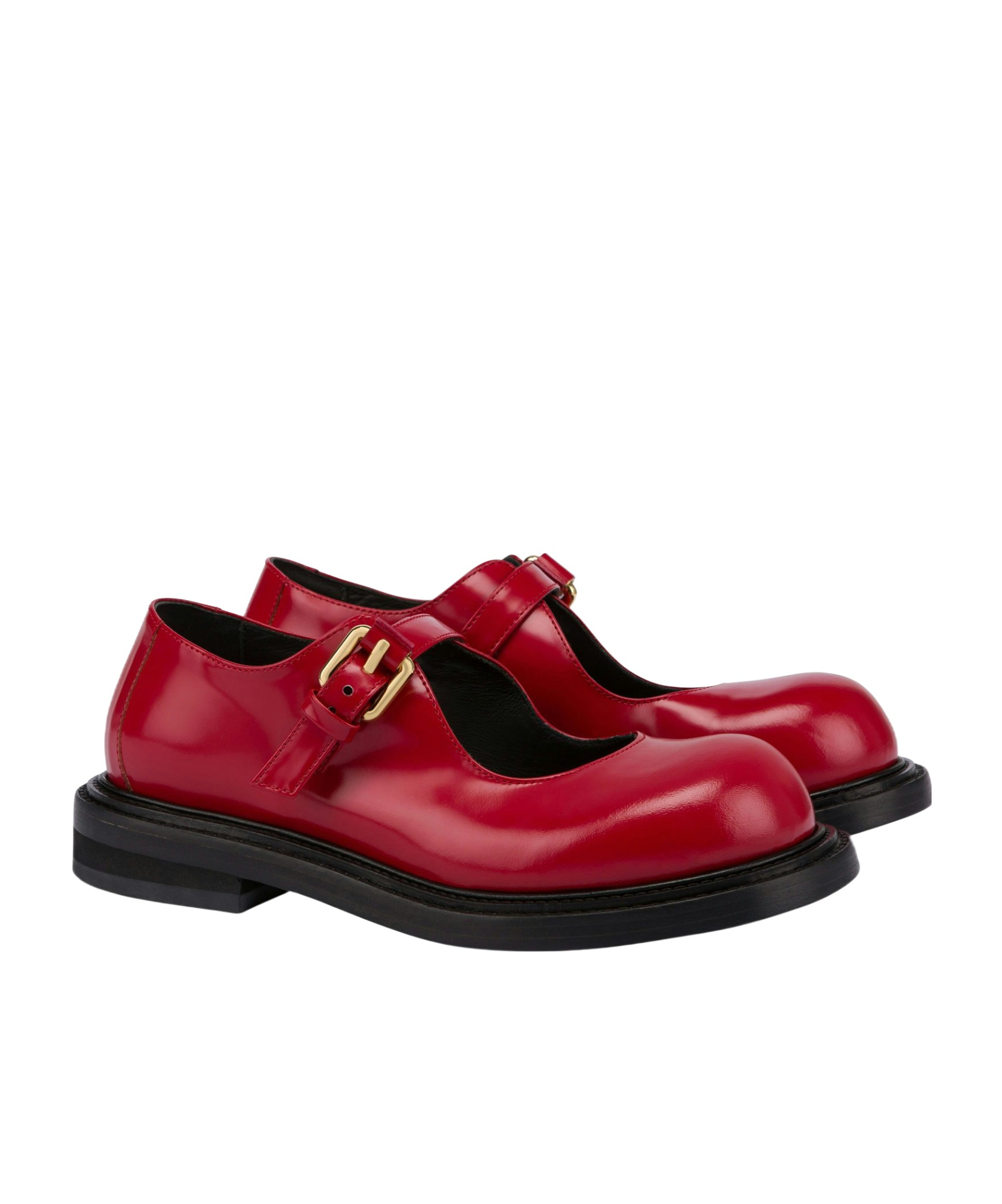 Moschino Glossy Round Toe Ballerina Shoes In Red