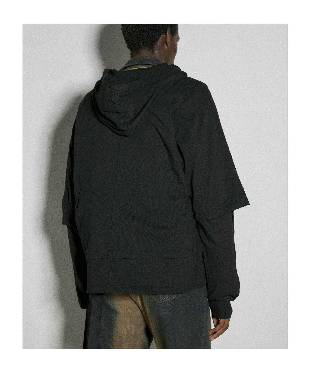 Rick Owens Drkshdw Layered Hooded Jacket In Black