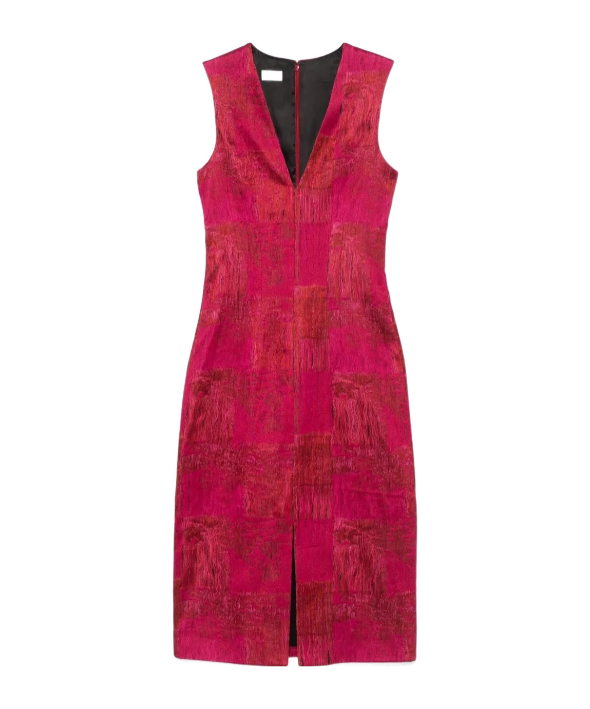 Dries Van Noten Delina Distressed Cotton-blend Jacquard Midi Dress In Red