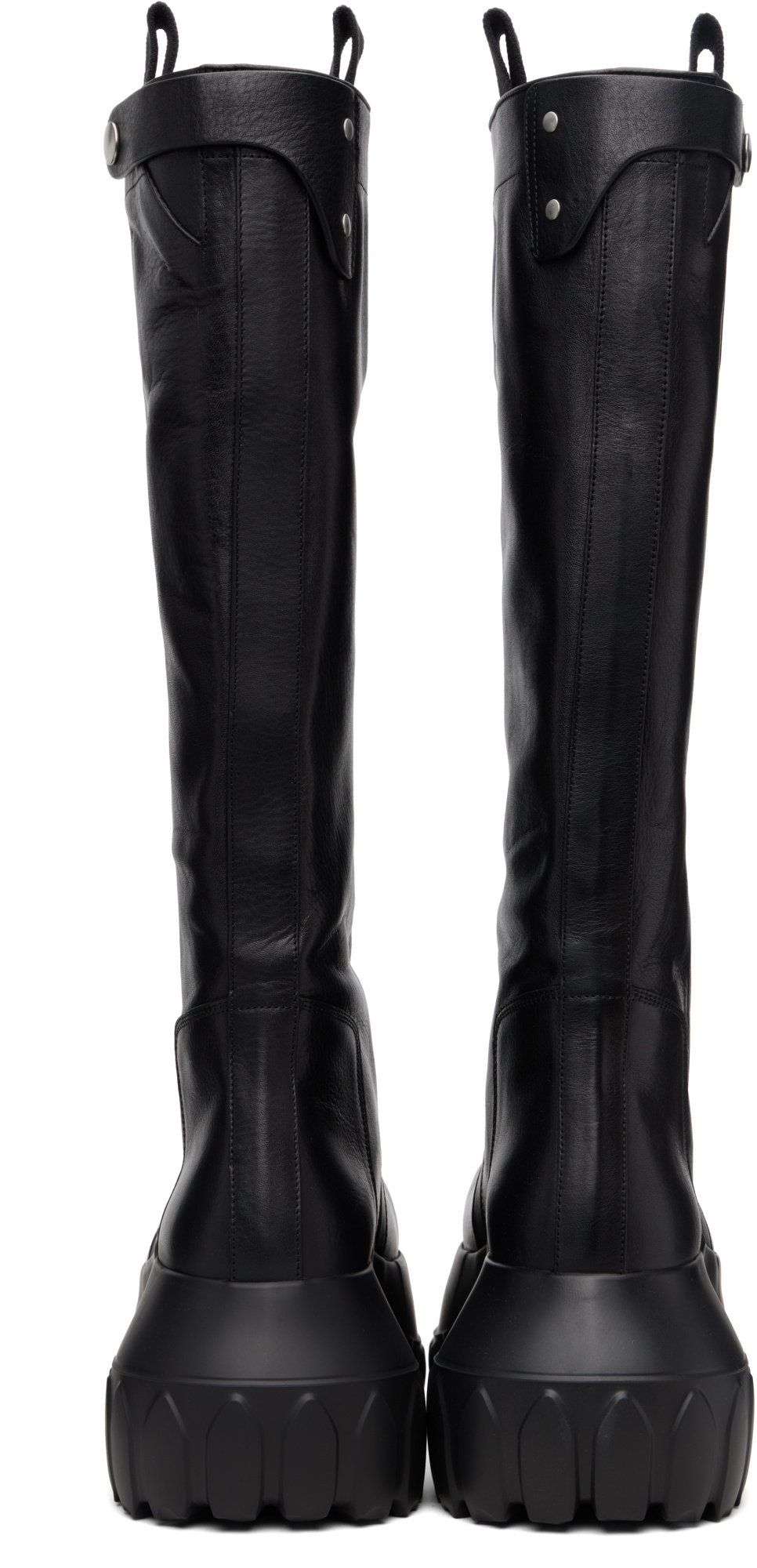 Rick Owens Black Concordians Pull On Mega Tractor Tall Boots In Black