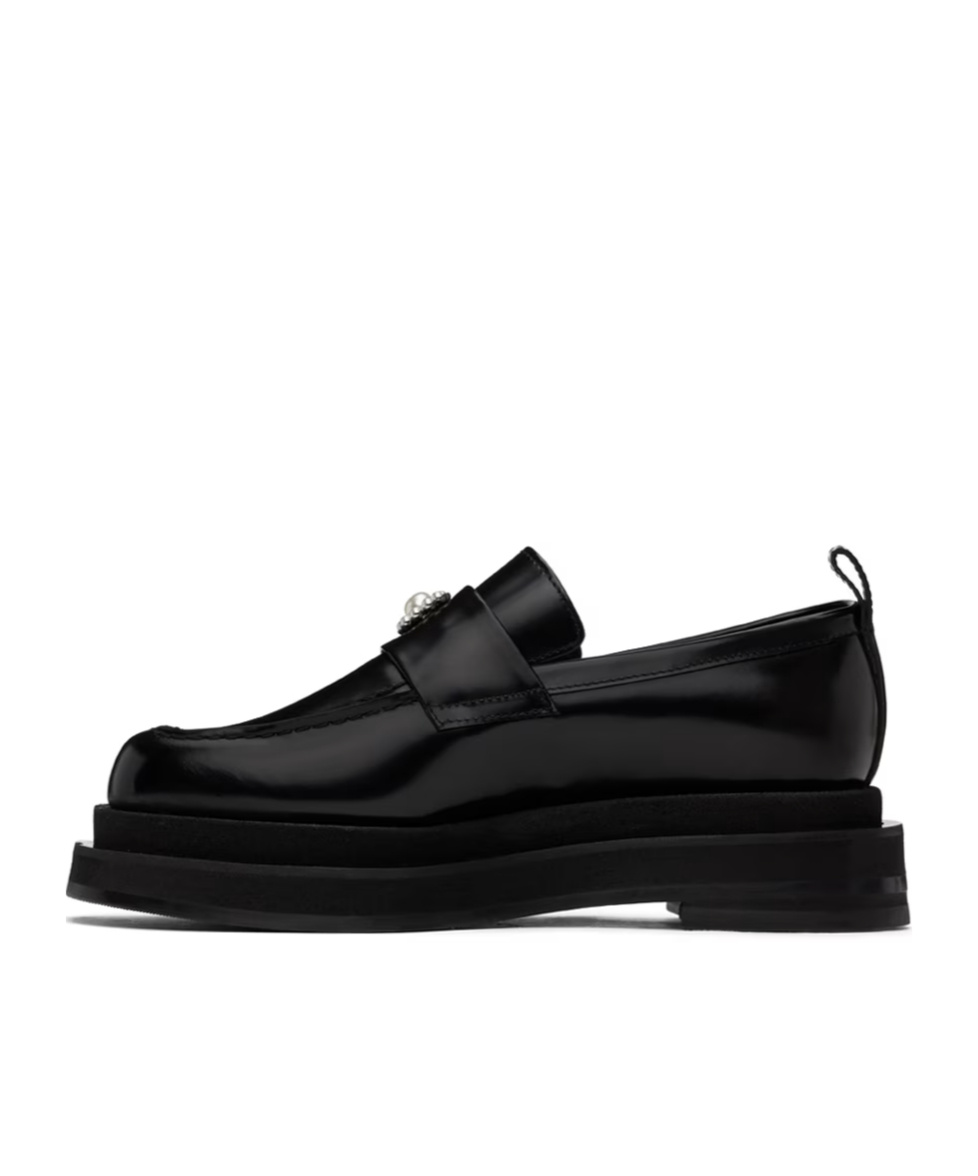 Simone Rocha Artificial Pearl Decorated Loafers In Black