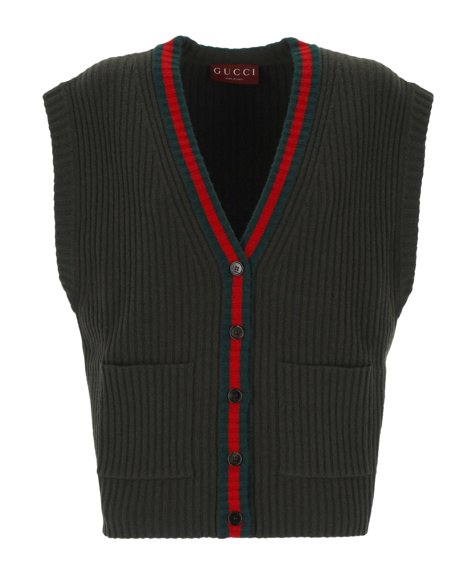 Gucci Sleeveless Vest Cardigan In Green