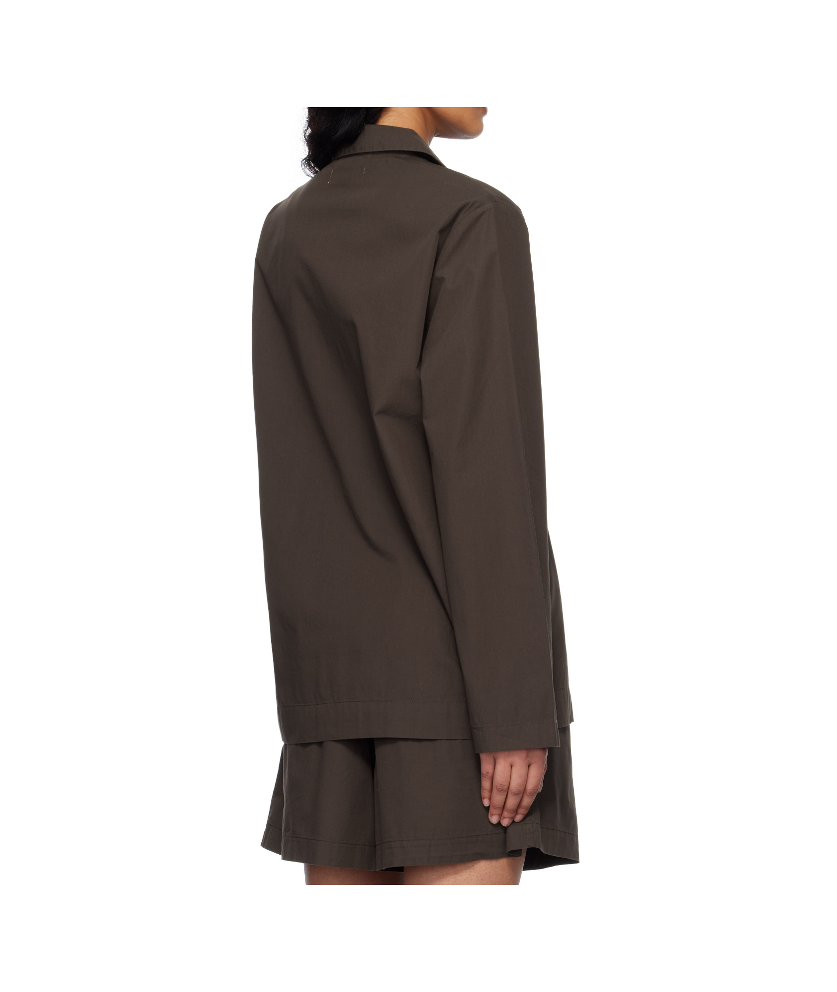 Tekla Brown Pyjama Shirt In Brown