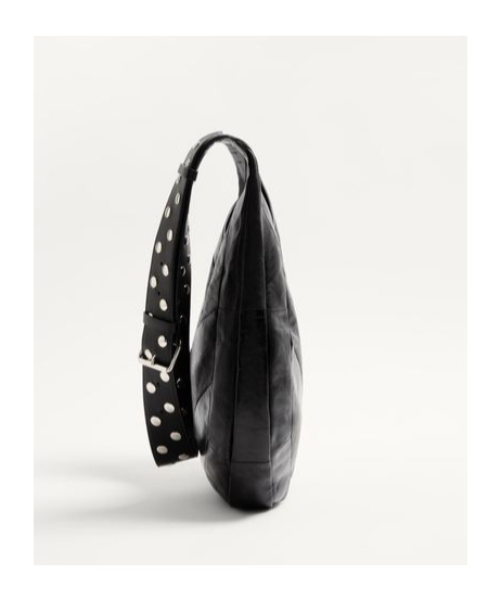 Valentino Garavani Garavani Hoboho Nappa Leather Hobo Bag With Chevron Pattern Woman Black In Black