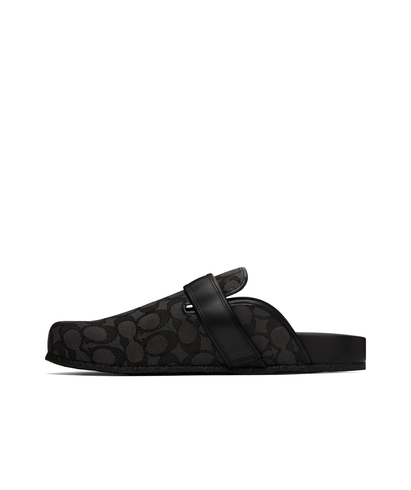 COACH BLACK GRAY SIGNATURE JACQUARD SLIP-ON LOAFERS