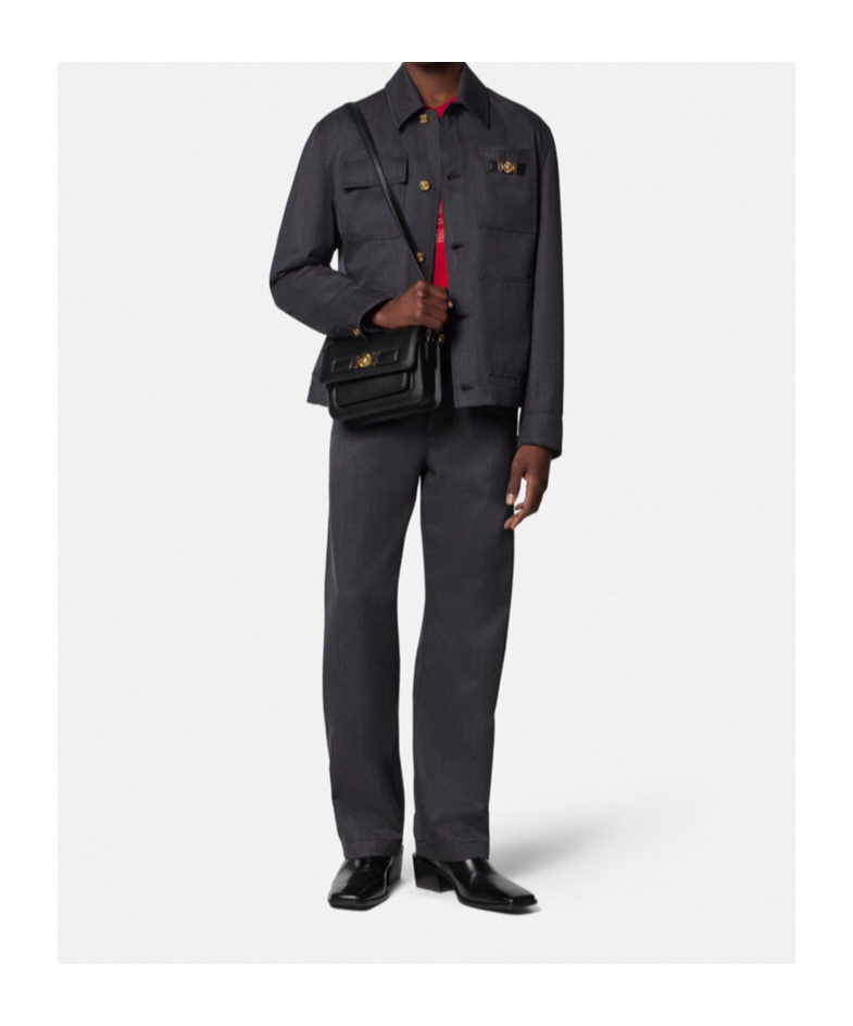 Versace Wool Trousers In Black