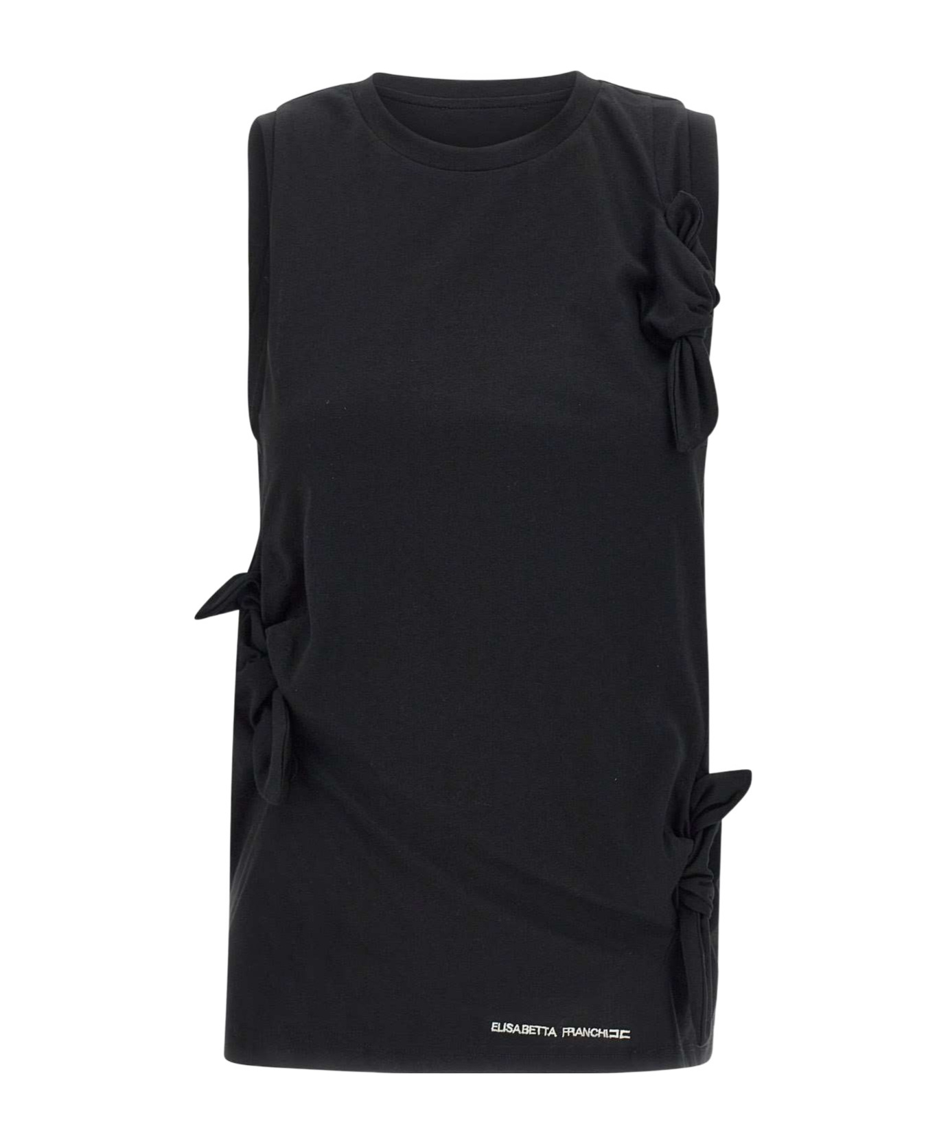 Elisabetta Franchi Sleeveless Top With Bows And Draping In Black