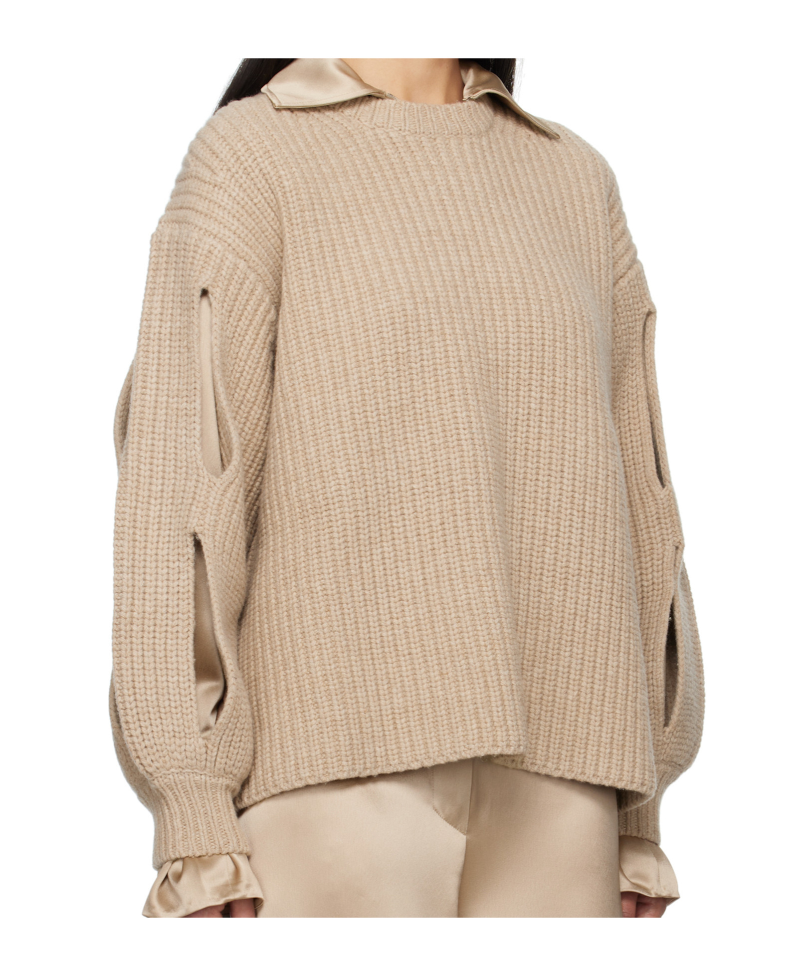 Shop Nanushka Cut Out-detail Sweater In Camel