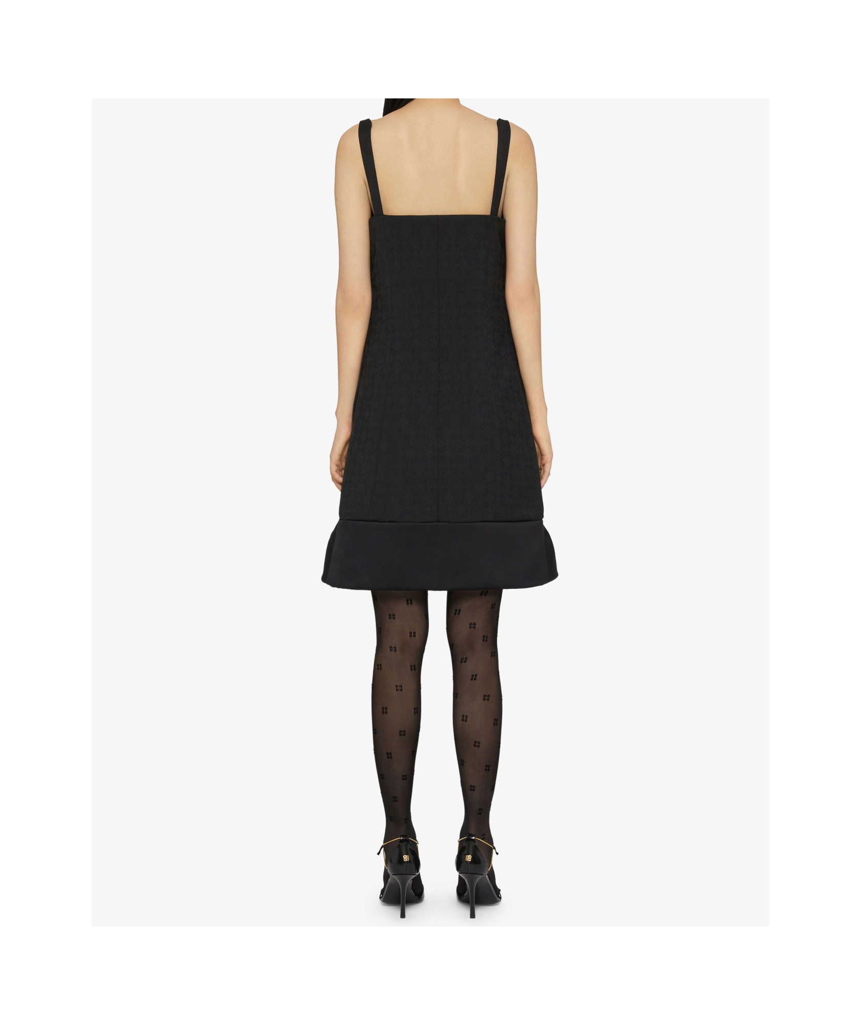 Givenchy Dress In Monogram 72 Jacquard With Twisted Straps In Black